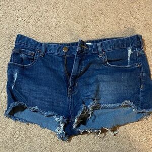 H&M Dark Blue Distressed Jean Shorts